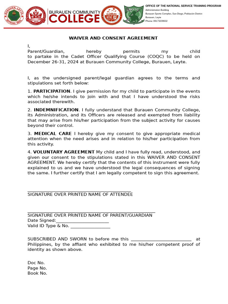 WAIVER AND CONSENT AGREEMENT FORMAT | PDF | Consent | Private Law