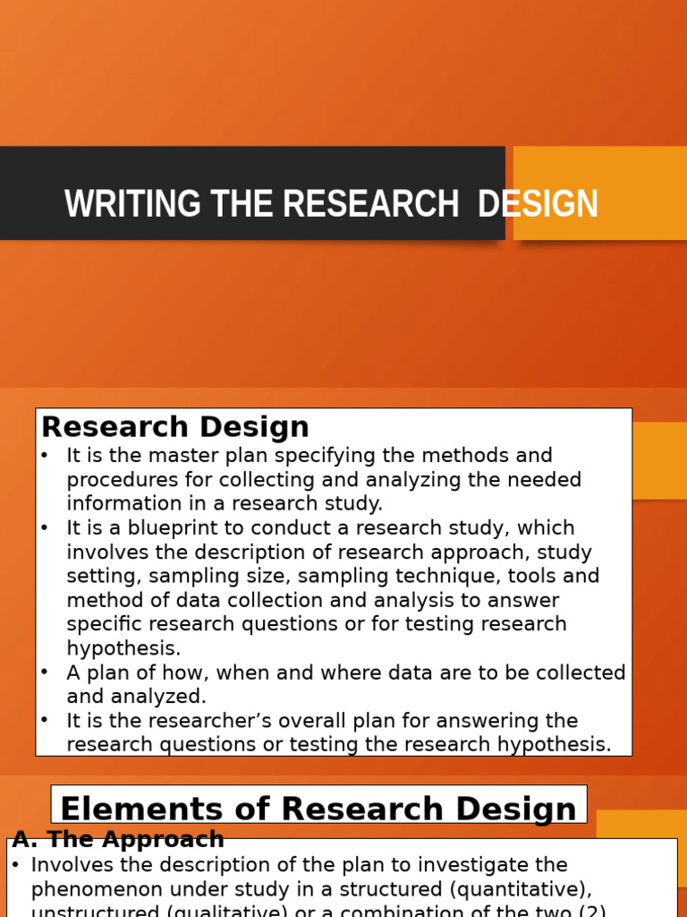 HOW-TO-WRITE-THE-RESEARCH-DESIGN | PDF | Research Design | Data Analysis