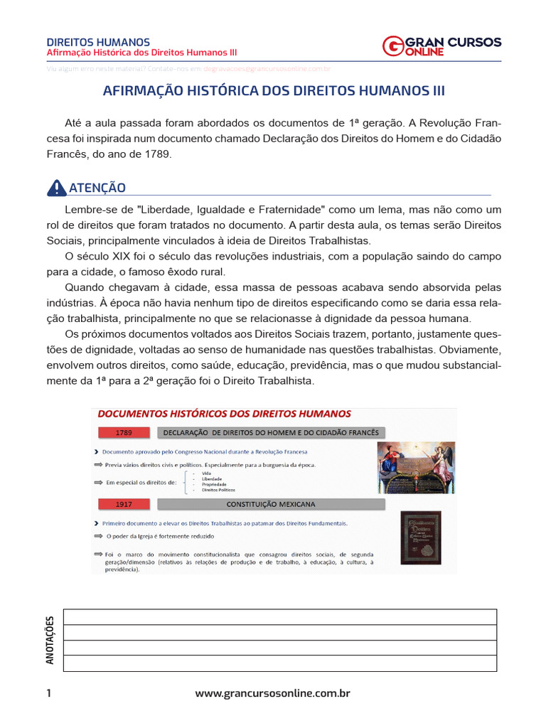 Evolução dos Direitos Humanos e Sociais | PDF | Direitos Humanos ...