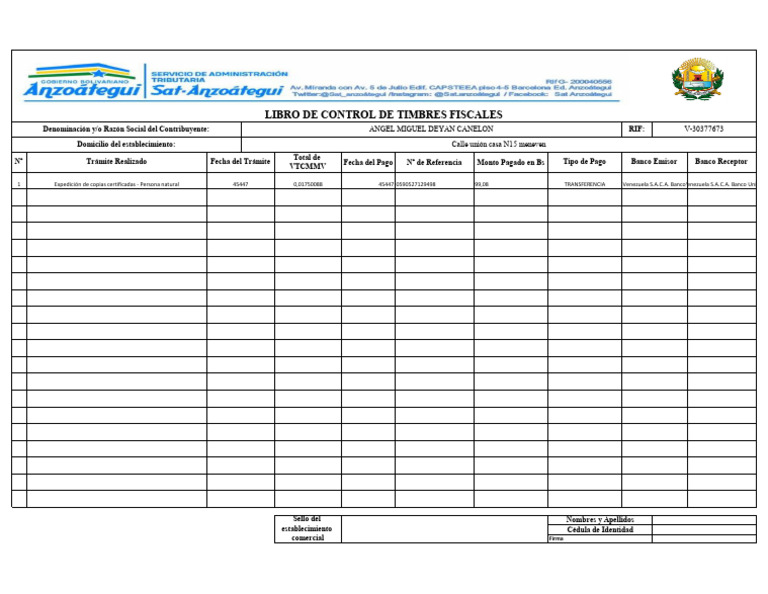 Control de Timbres Fiscales y Pagos | PDF