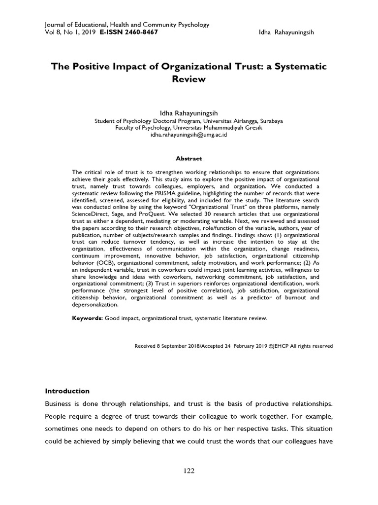 Positive Effects of Organizational Trust | PDF | Job Satisfaction ...