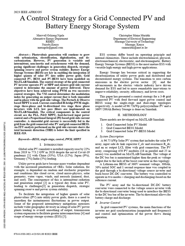 Control Strategy for PV-BESS Inverter | PDF | Power Inverter ...