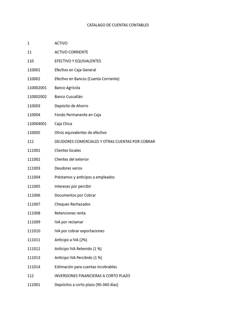 Catálogo de Cuentas Contables 2023 | PDF | Bancos | Finanzas personales