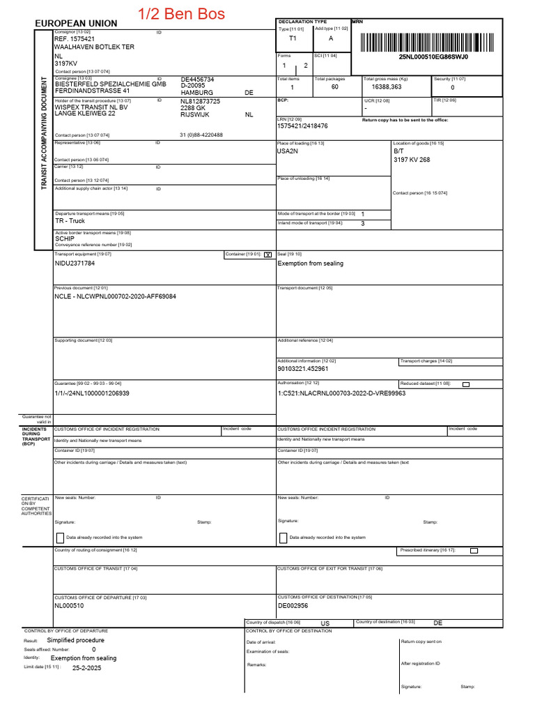 NIDU2371784 - + - MRN - 25NL000510EG86SWJ0 (002) Document Ben Bos | PDF ...