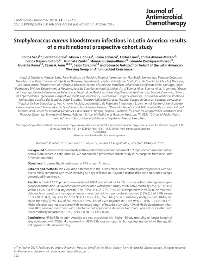 Staphylococcus aureus Infections in Latin America | PDF | Methicillin ...