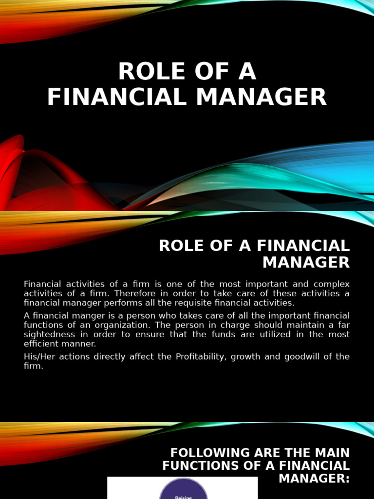Role of A Financial Manager | PDF | Capital (Economics) | Stocks