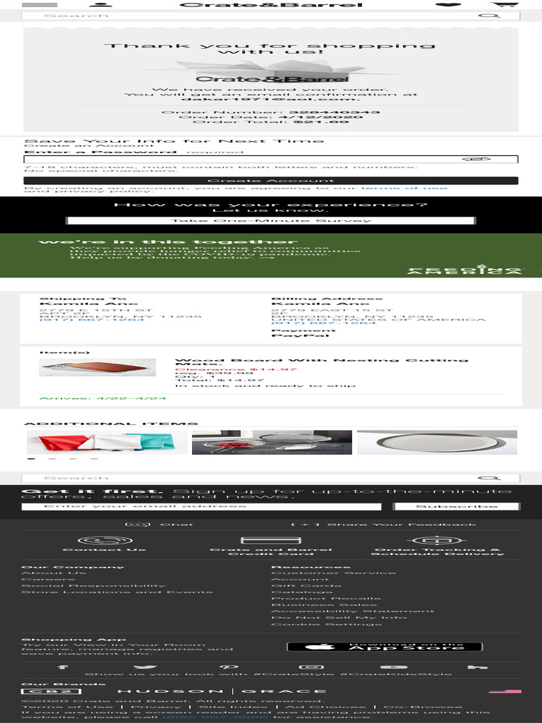 Crate And Barrel Order Status