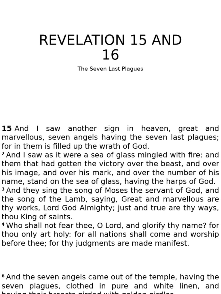 Revelation Chapter 15 and 16 | PDF | Angel | Glory (Religion)