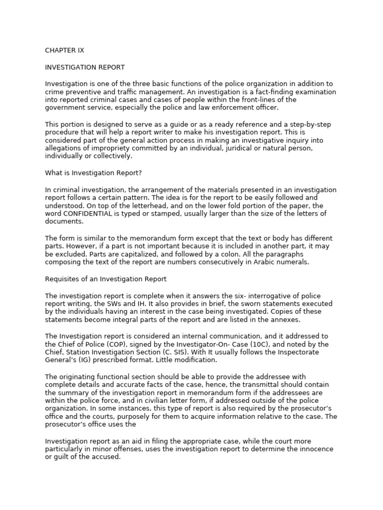 CHAPTER IX | PDF | Memorandum | Police