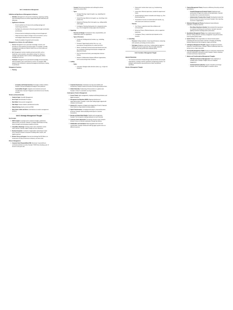 MBA Foundations of Management Notes | PDF | Leadership | Human Resource ...