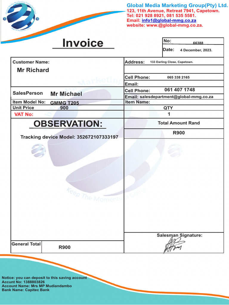 Invoice for Global Media Marketing Group | PDF