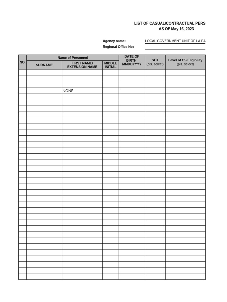 JO - COS - MOA or Casual - Contractual Template | PDF