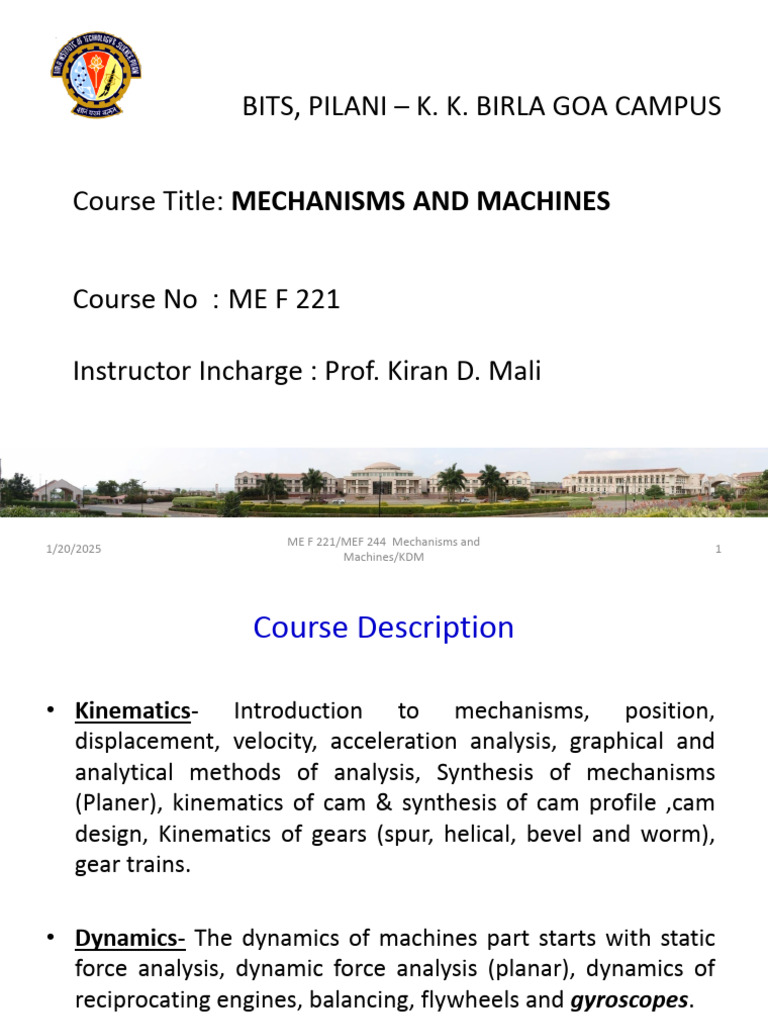 Kinematics in Mechanisms Course Overview | PDF | Machines | Kinematics