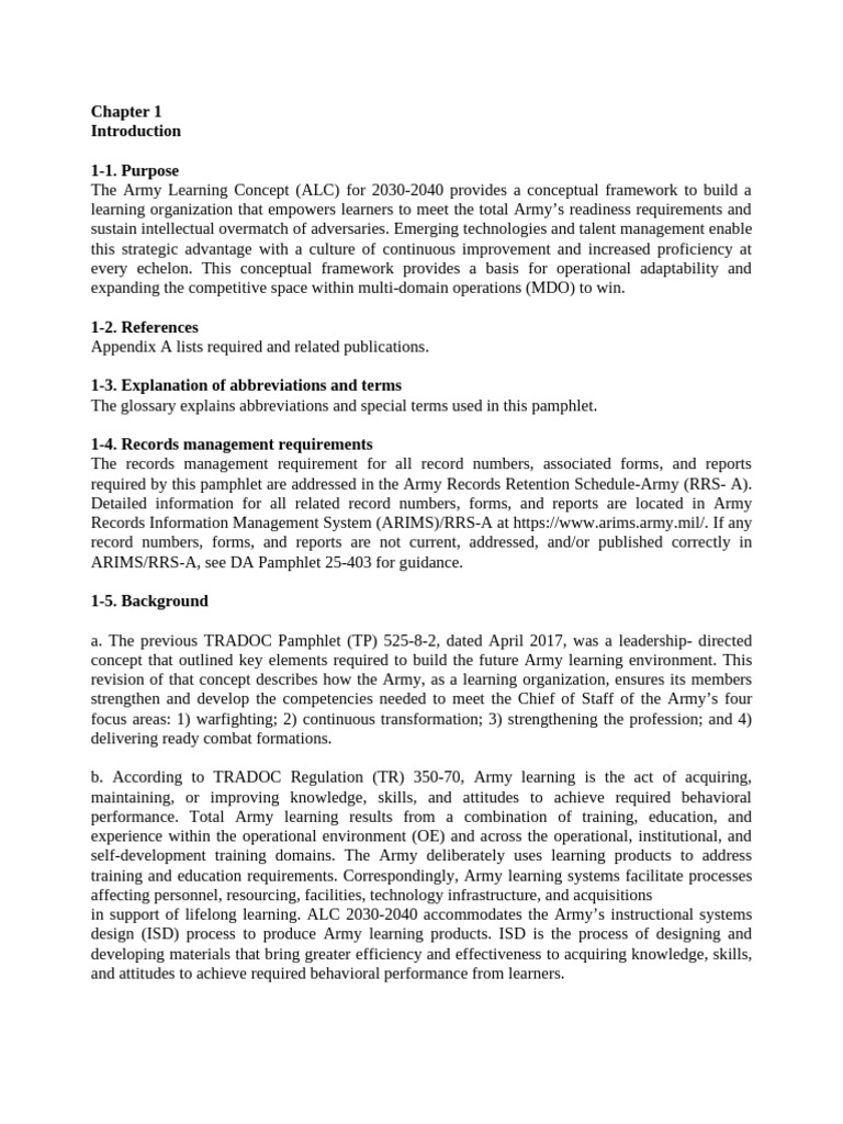 Army Learning Concept 2030-2040 Overview | PDF | Learning ...