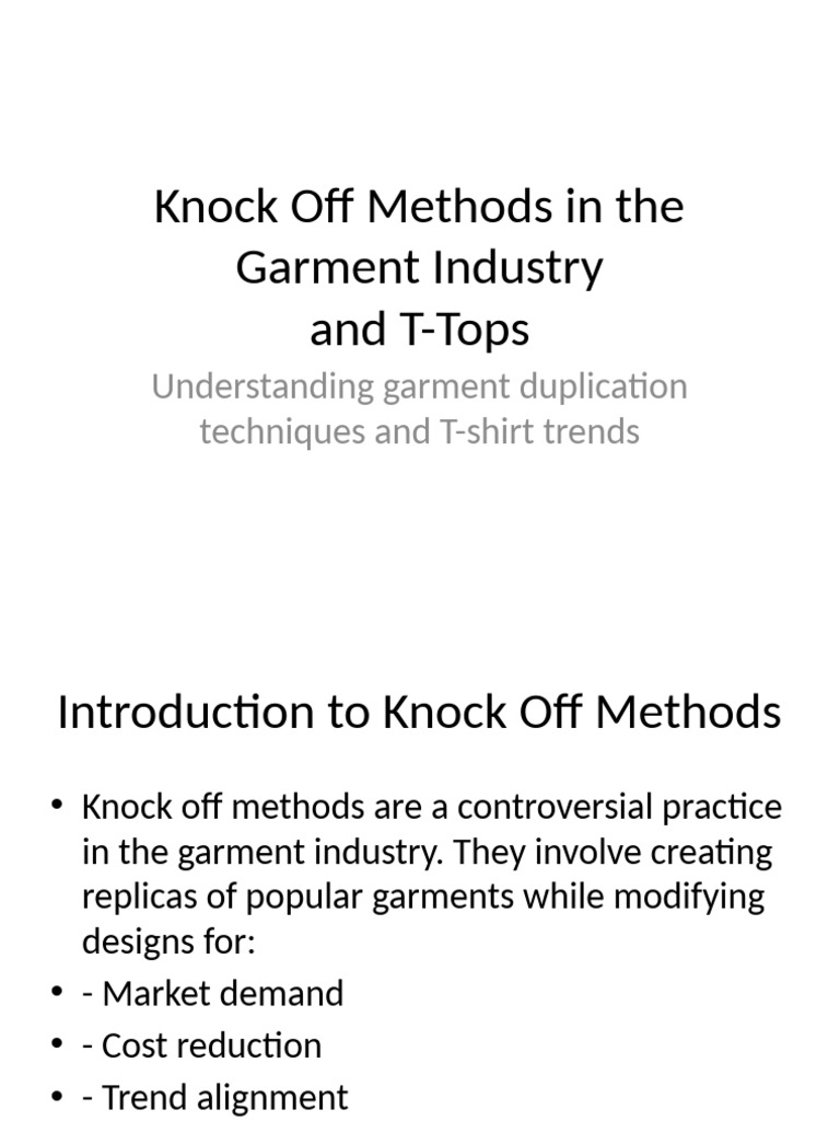 Knock Off Techniques in Garment Industry | PDF