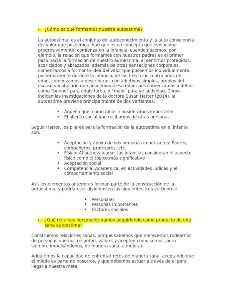 Formación de la Autoestima y su Impacto | PDF | Autoestima | Las emociones
