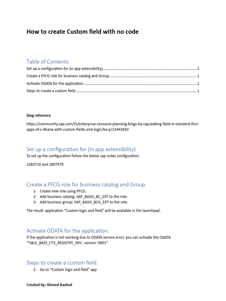 Creating No-Code Custom Fields in SAP | PDF | Software Development ...