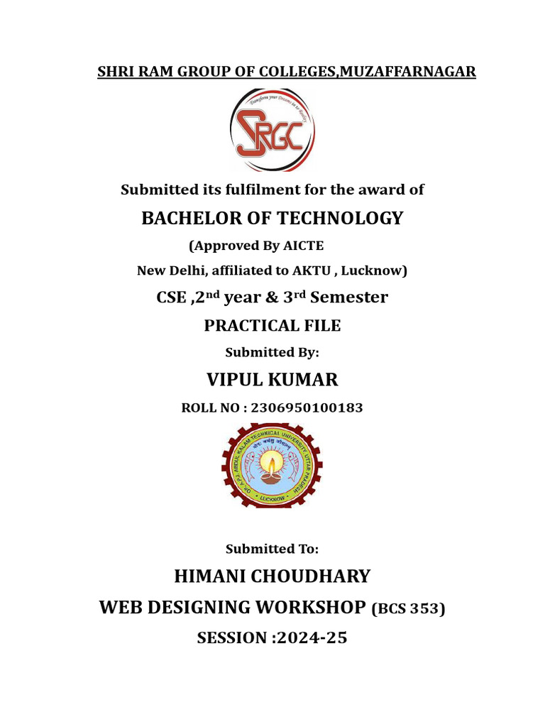 Web Design Workshop Practical File | PDF