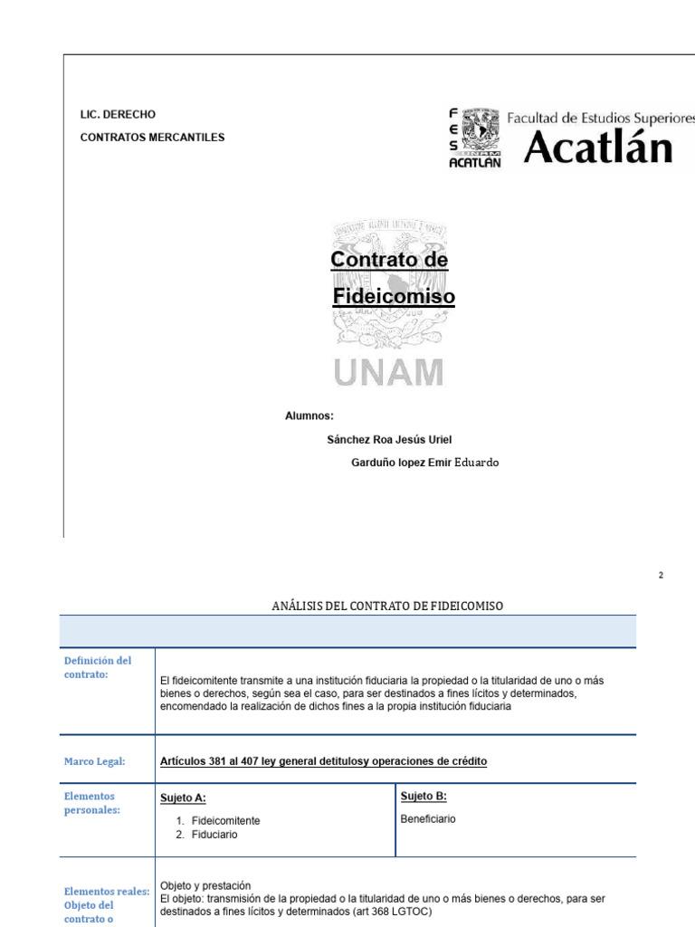 Análisis del Contrato de Fideicomiso | PDF | Justicia | Crimen y violencia