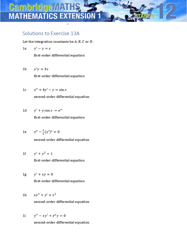 Differential Equations Solutions Guide | PDF | Ordinary Differential ...