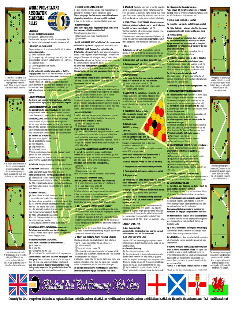 Blackball Rules and Foul Guidelines | PDF | Snooker | Sports