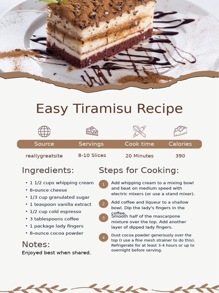 Brown Cake Recipe Card Blog Graphic | PDF