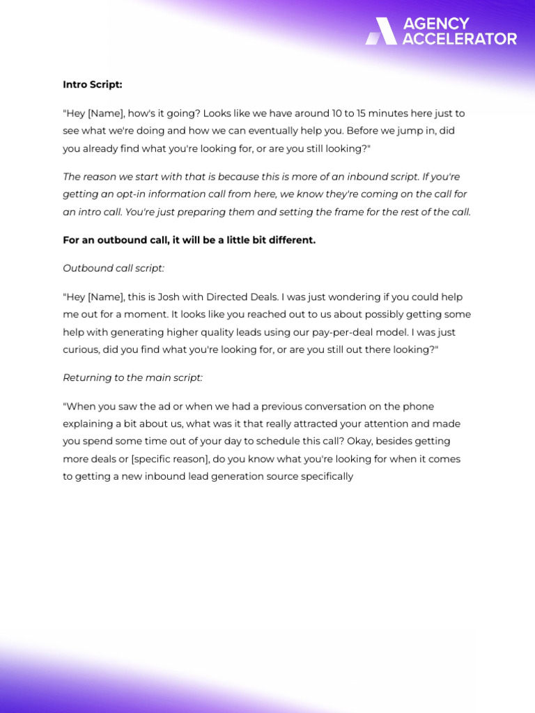 Lead Generation Call Script Guide | PDF