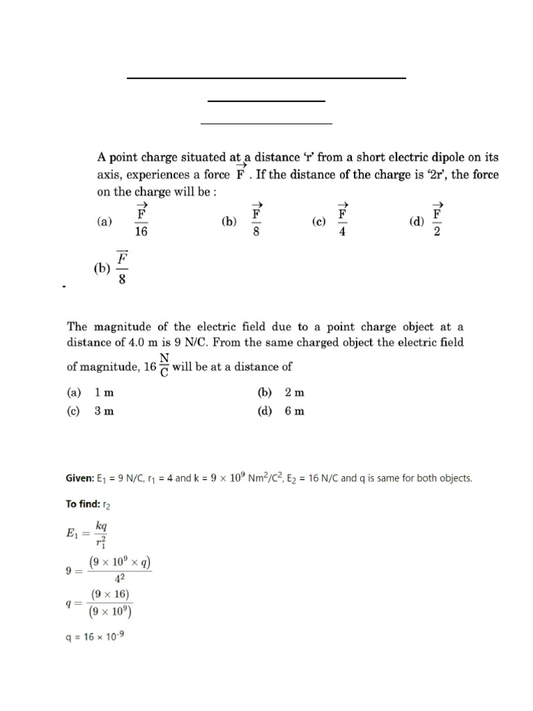 Chapter1 - Electric Charges and Fields | PDF | Electric Field | Force