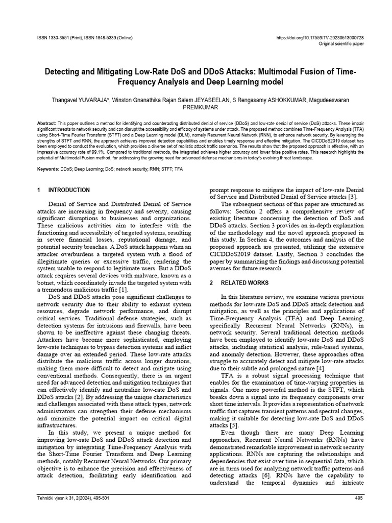 Low-Rate DoS/DDoS Attack Detection | PDF | Deep Learning | Denial Of ...