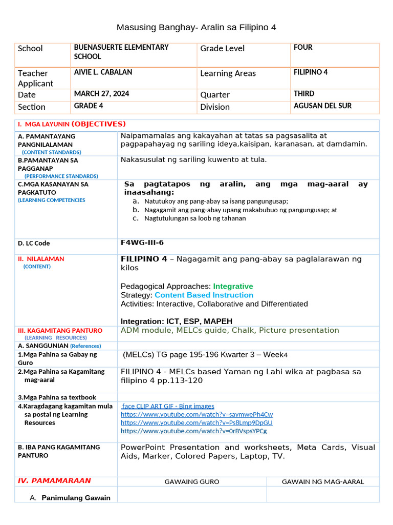 COT 3 Fil. 4 Wanglo | PDF
