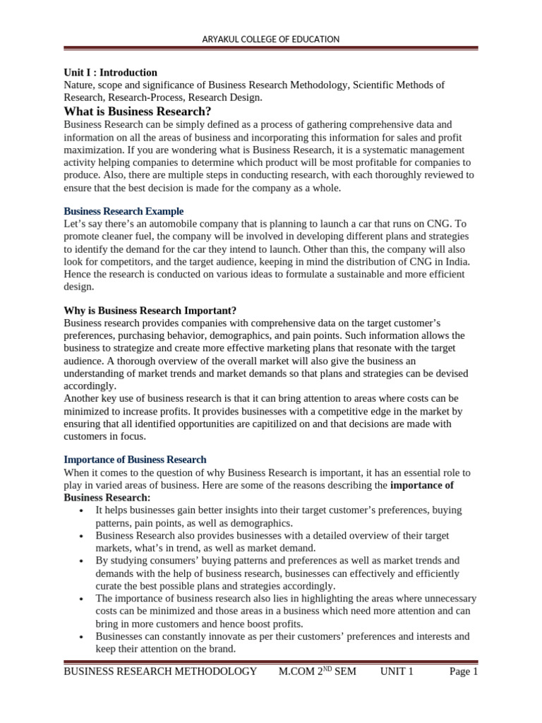 Business Research Methodology Overview | PDF | Methodology ...