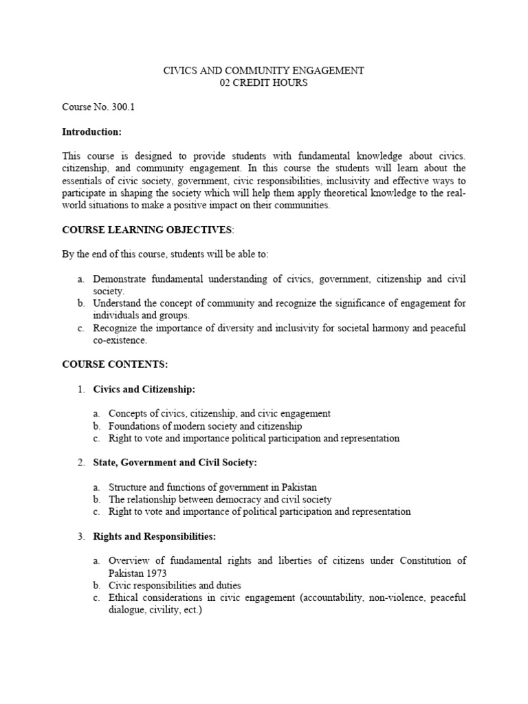 Civics and Community Engagement Course | PDF | Civic Engagement ...