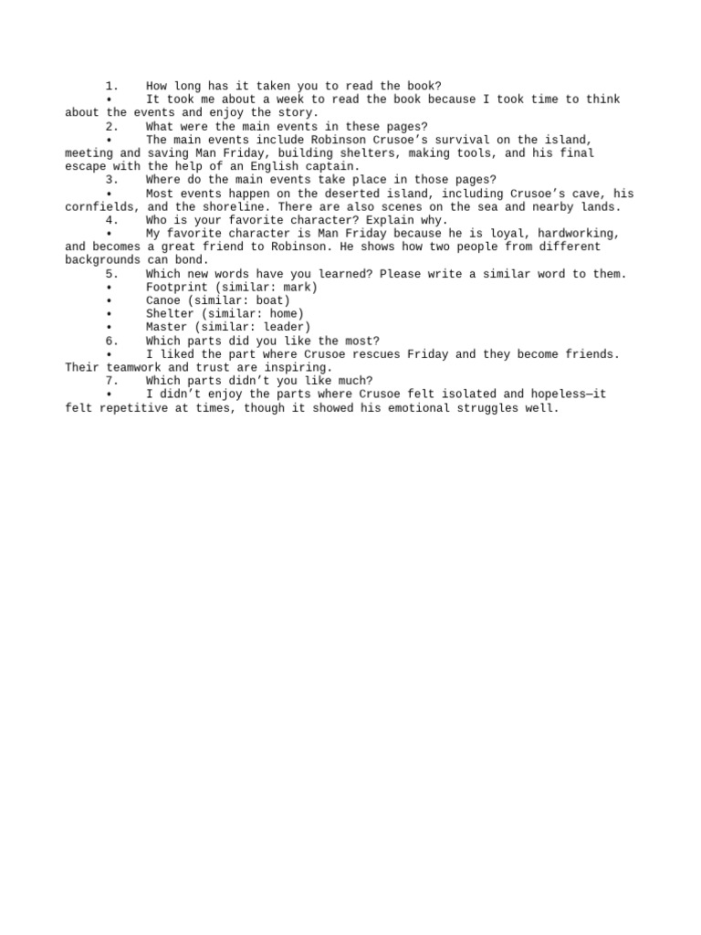 Robinson Crusoe: Key Events and Insights | PDF