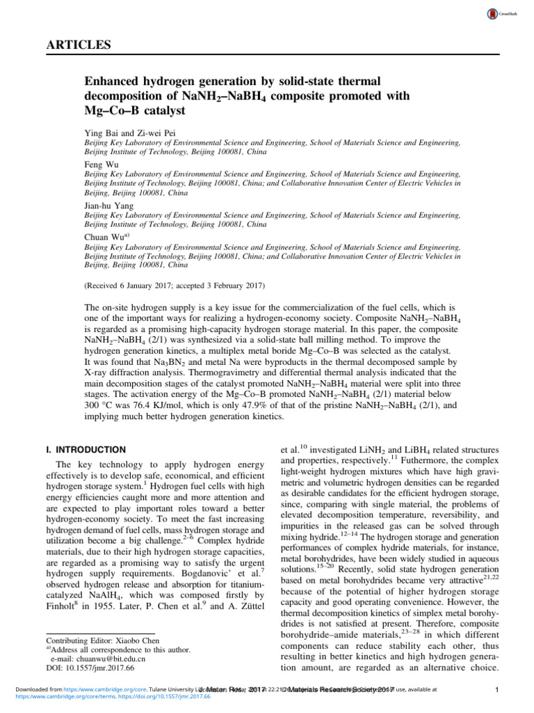 Enhanced Hydrogen Generation by Solid-State Thermal | PDF | Hydrogen ...