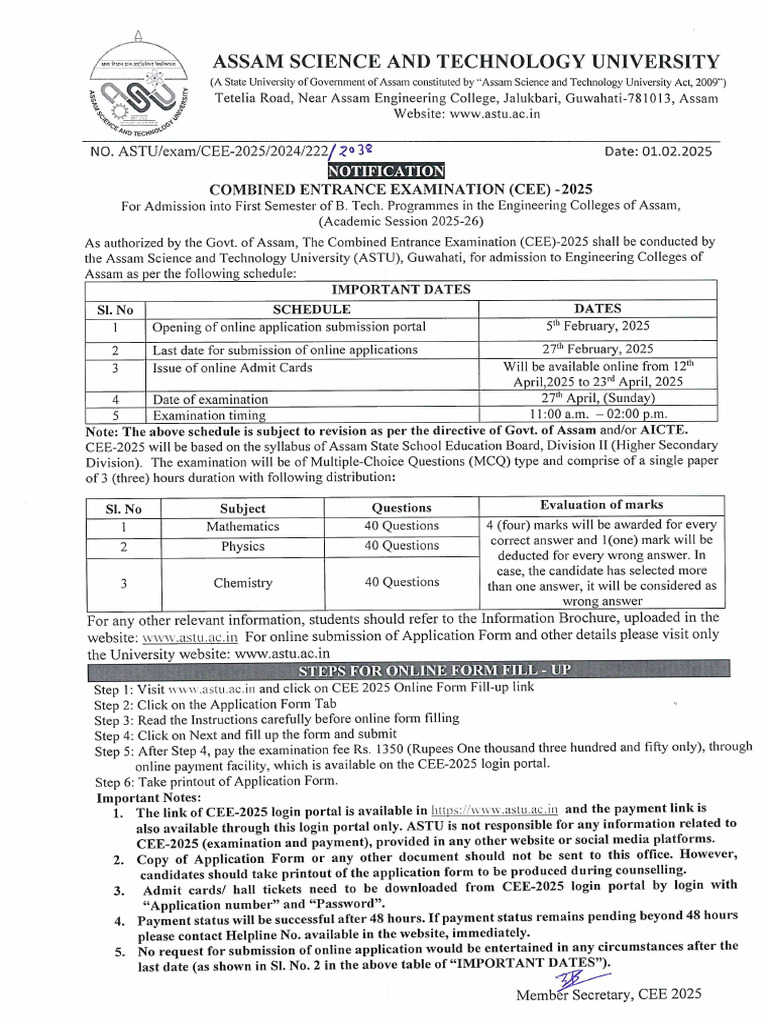Cee-2025 Public Notice | PDF