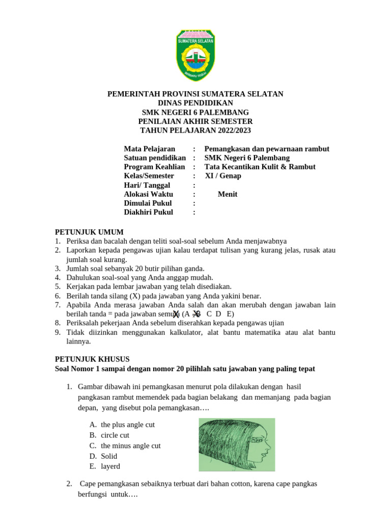 XI Pemangkasan Dan Pewarnaan Rambut | PDF