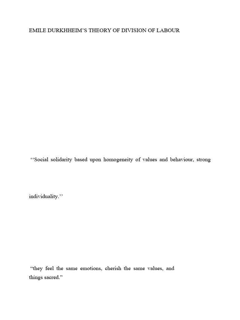3073 - Emile Durkhheim | PDF | Solidarity | Division Of Labour