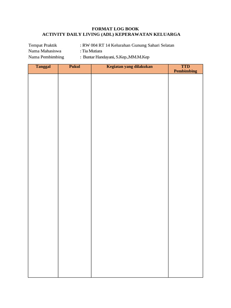 Format Log Book Klg | PDF