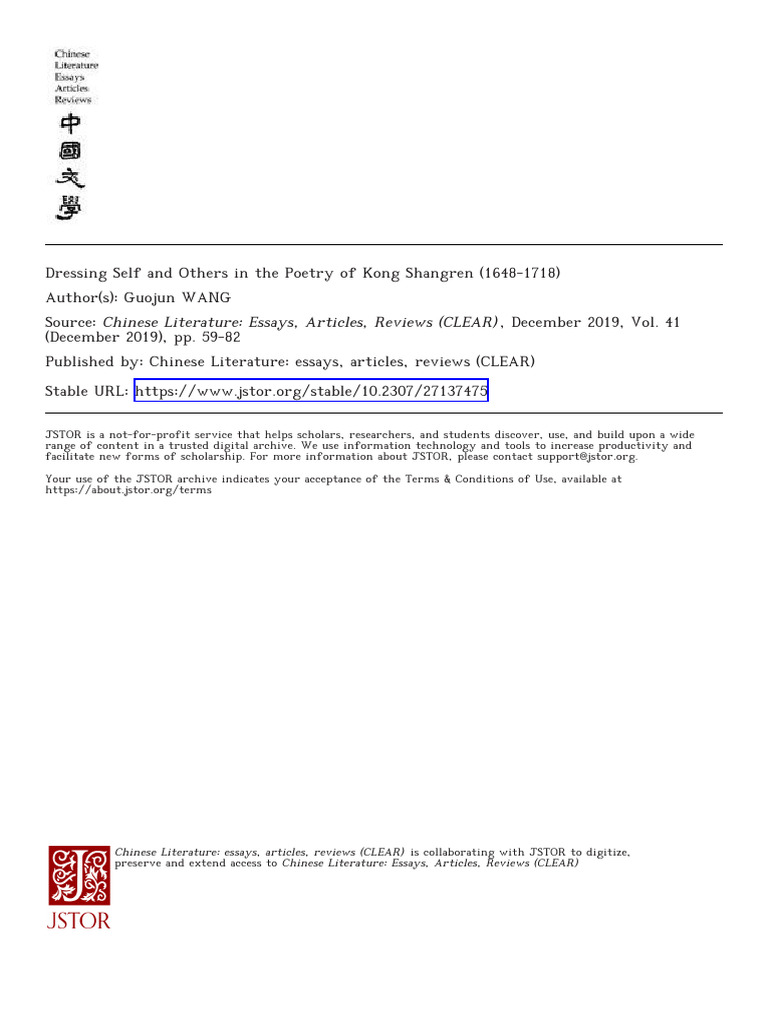2019 Guojun WANG Dressing Self and Others in The Poetry of Kong ...