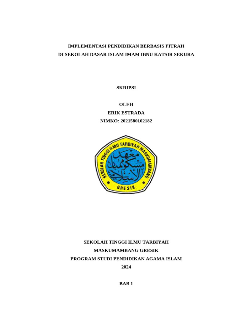 Implementasi Pendidikan Berbasis Fitrah Di Sekolah Dasar Islam Imam ...