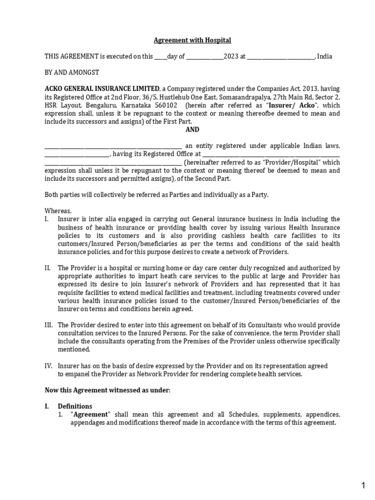 Star Health Insurance Provider Agreement | PDF | Insurance | Identity ...
