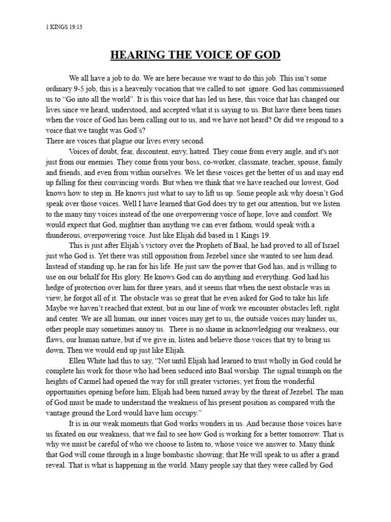 Hearing The Voice of God PDF Elijah Books Of Kings
