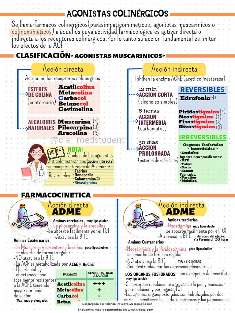 Farmacología de Agonistas Colinérgicos | PDF | Acetilcolina | Drogas ...