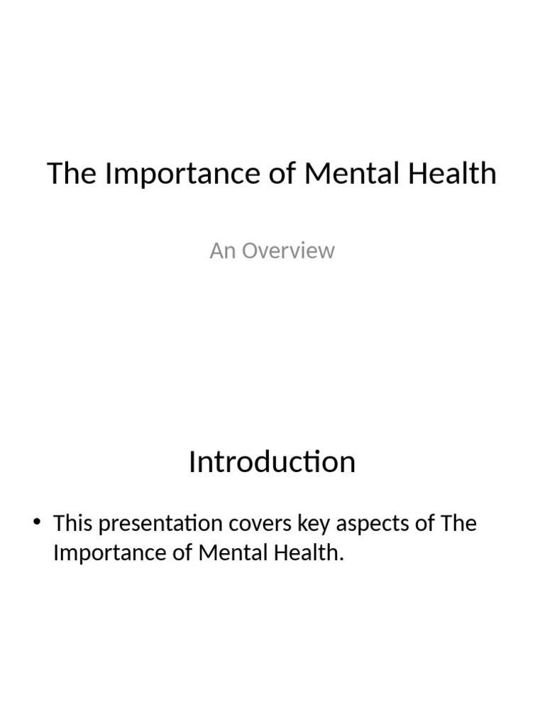The Importance of Mental Health | PDF