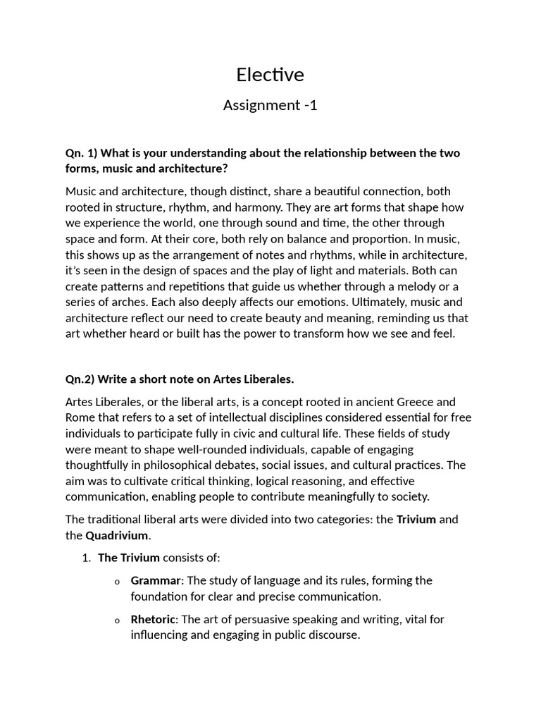 Assignment 1 Elective | PDF | Classical Period (Music) | Classical Music
