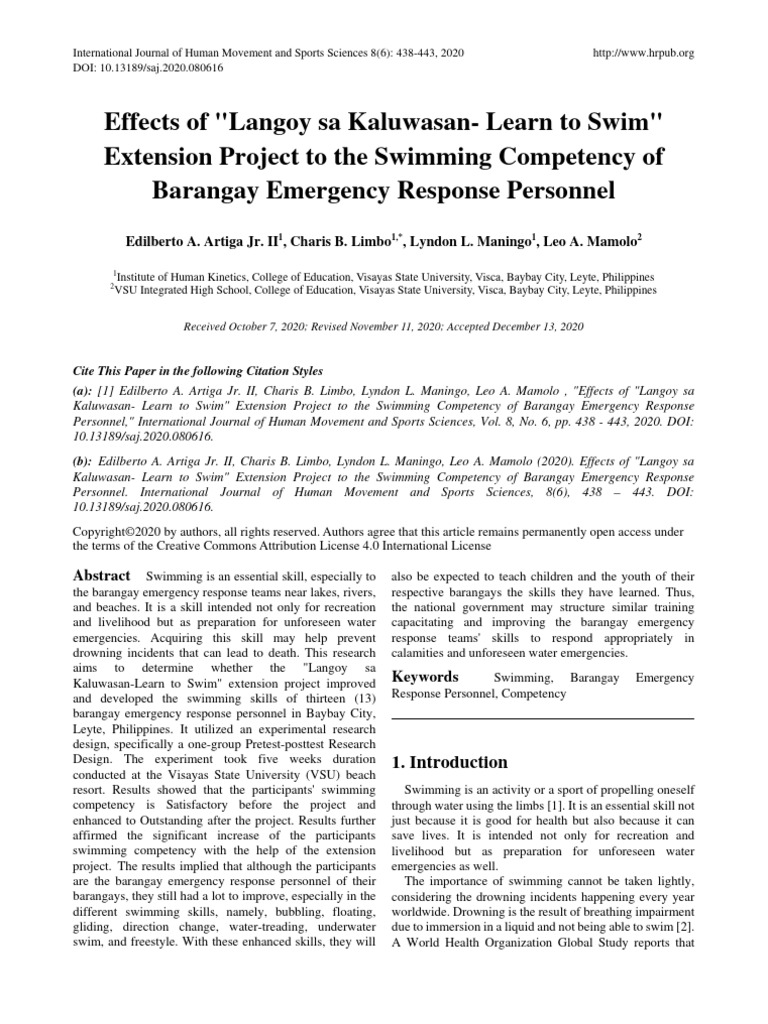 Effects of Langoy Sa Kaluwasan | PDF | Buoyancy | Swimming