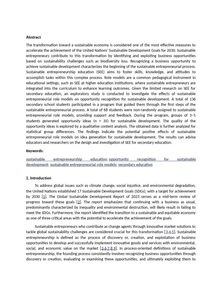 Impact of Role Models on Sustainable Entrepreneurship | PDF ...