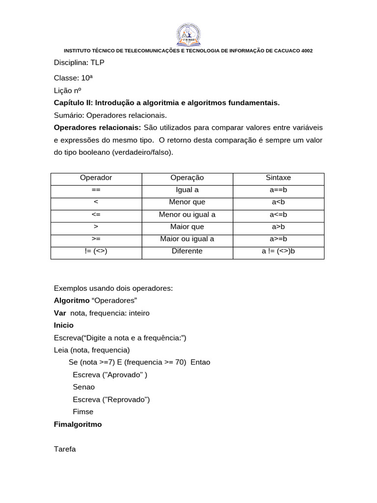 Operadores Relacionais em Python | PDF