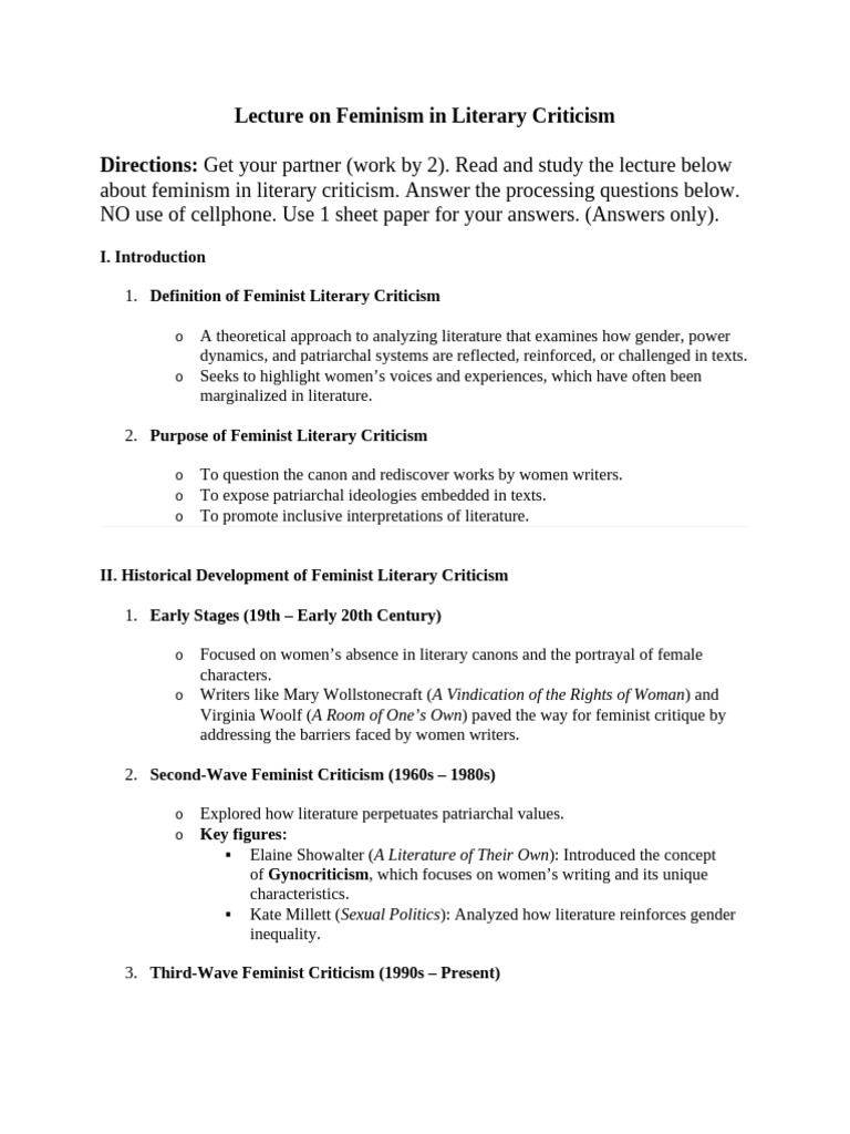 Feminist Literary Criticism Overview | PDF | Feminism | Gender Studies
