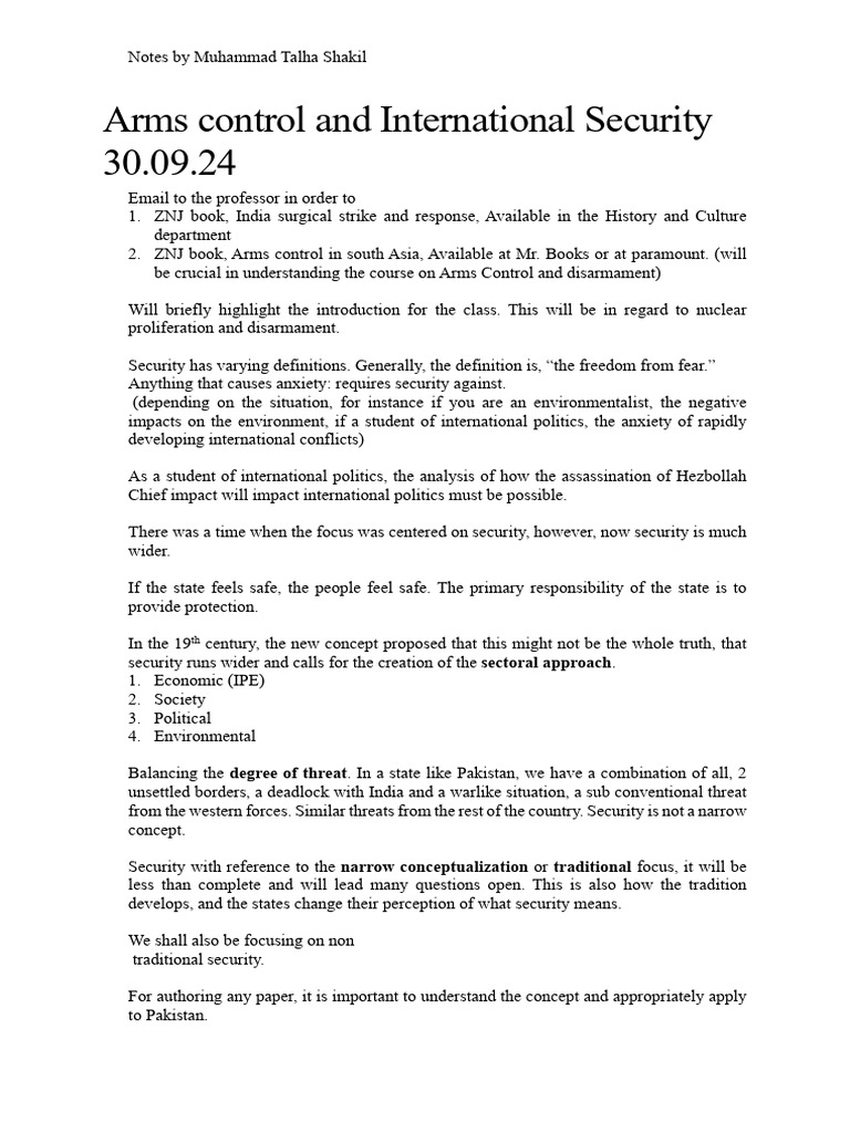 Arms Control and Security Dynamics | PDF | Treaty On The Non ...